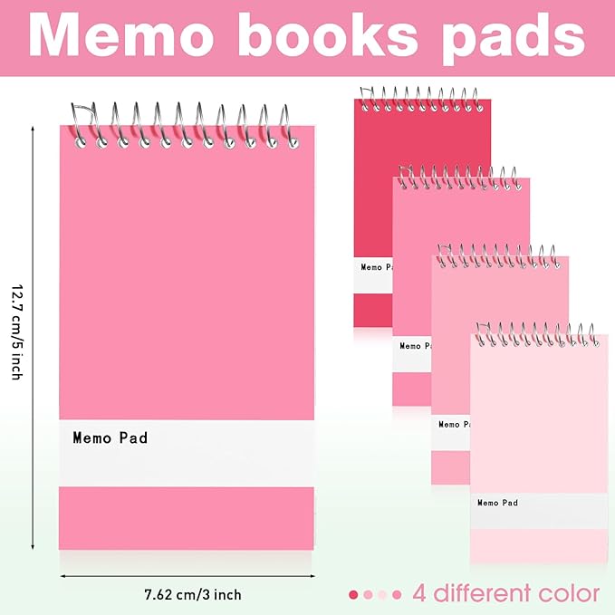 Thenshop 100 Pads Spiral Memo Pads Bulk 3 x 5 Inch Small Pocket Notepad Top Bound Lined 60 Sheets Mini Notebooks for School College Office Home Supplies (Bright Colors)