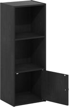 Furinno LUDER Book Shelf, 3-Tier Modern Bookshelf, Bookcase with 1 Door Storage Cabinet, 9.3 x 12 x 31.5, for Living Room, Bedroom, Home Office, Blackwood | Furinno, Luder, Shelf, Bookcase, 1 Door, Storage Cabinet