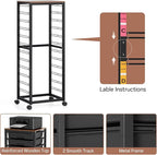 SYKIARIOL Rolling Cart with Drawers,12 Drawer Rolling Cart,Rolling storage cart with drawers,Black Rolling Drawer Cart,Teacher Rolling Cart for Classroom Storage,Craft Cart with Wooden Tabletop