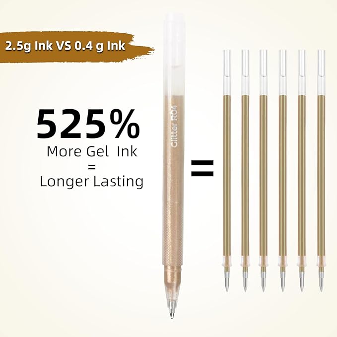 CAISEXILE 12 Skin Tone Glitter Gel Pens Set, 1.0 mm Fine Point for Black Paper & White Paper, Large Capacity Pens for Journaling, Adult Coloring Books, Drawing, Note Taking, Highlighting