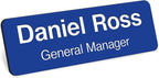 Name Tag, Magnetic Blue and White Name Tags, Personalized Name Tags, 1x3 Inches, Durable Engravable Impact Material, Made in The USA by My Sign Center