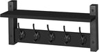Sorbus Coat Hooks Wall Mount with Shelf – 16 Inch Coat Rack Wall Mount with 5 Heavy Duty Hooks – Floating Wall Shelf with Hooks for Entryway, Bathroom, Bedroom, Kitchen, or Mudroom (Black)