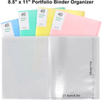Phyxin 40-Pocket Portfolio Binder Organizer, Binder Sheet Protectors 8.5" x 11", Displaying 80 Page Plastic Folders for Documents, Document Organizer for Concert, Artwork, School & Office Use, White