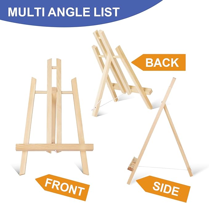 ESRICH 2 Pack 11.8" Wood Easels,Tabletop Easel for Painting,Painting Party, Displaying Canvases, Kids Student Table School Desktop, Portable Canvas Photo Picture Sign Holder