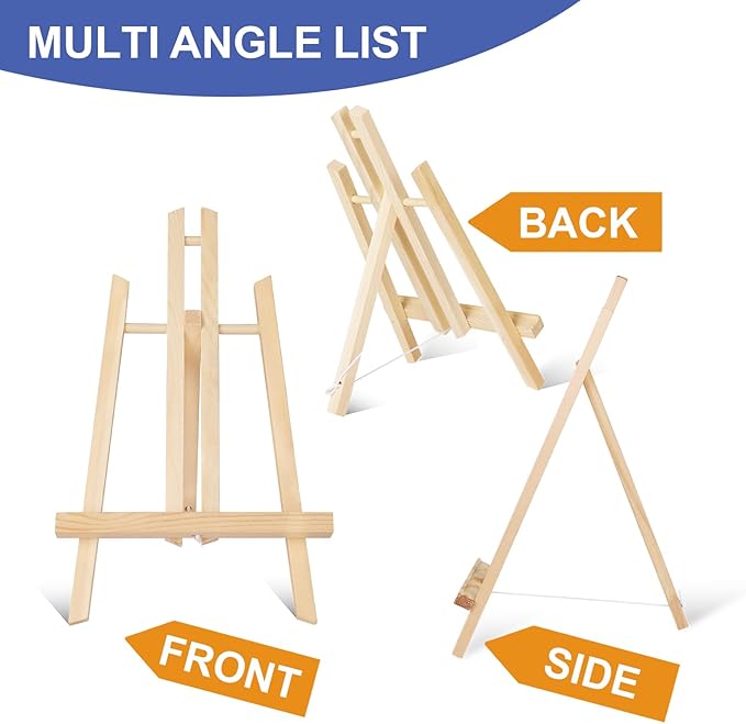ESRICH 16Pack 11.8" Wood Easels,Tabletop Easel for Painting,Painting Party, Displaying Canvases, Kids Student Table School Desktop, Portable Canvas Photo Picture Sign Holder