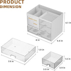 Marbrasse Desk Organizer with 3 Drawer, Multi-Functional Pencil Pen Holder for Desk, Desk Organizers and Accessories with 4 Compartments, Desktop Organizer Storage for Office Home Art Supplies (White)