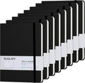 SUQJOY Lined Journal Notebooks for Writing, 100 GSM Thick Paper, 8 Pack Hardcover Notebooks, A5 College Ruled Notebook, Journaling Notebook for School/Travel/Office (Black- 8 Pack)
