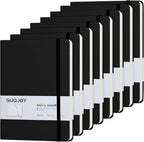 SUQJOY Lined Journal Notebooks for Writing, 100 GSM Thick Paper, 8 Pack Hardcover Notebooks, A5 College Ruled Notebook, Journaling Notebook for School/Travel/Office (Black- 8 Pack)