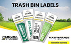 Trash Recycle Stickers – Heavy-Duty Trash Bin Labels - 3-5 Year Indoor/Outdoor Rated - Weather Proof, Ultra Durable - USA Made (6x2 inch), 10 Labels of Each, 20 Total