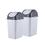 Superio 4.5 Gallon Plastic Swing Top Trash Can with Lid, Gray/Smoke, 2"