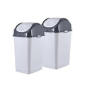 Superio Mini Desktop Trash Can with Swing Top Lid Portable Plastic Garbage Can for Countertop, Desktop, Make up Vanity, Bathroom, Car, Under Sink, Dorm Compact Waste Bin 5 L 1.25 Gal (2, Smoke/Grey)