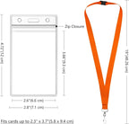 12-Pack Orange Breakaway Lanyards with Waterproof Badge Holders, Polyester Neck Straps for ID Cards, Events, Office, and Schools
