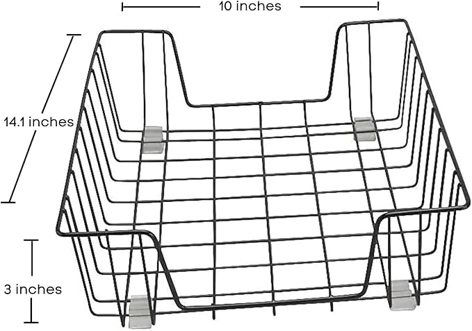 1InTheOffice Letter Tray, Paper Basket for Desk, Paper Trays, Front Load, Black Steel, 2 Pack