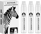 BIGTHUMB Thick White Jumbo Poster Markers: 3 Pcs 15mm Wide Tip Large Acrylic Paint Pens Big Permanent Markers Calligraphy Marker for Rock Painting, Sign, Canvas, Glass, Wood, Ceramic