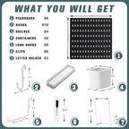 MULSAME Pegboard Combination Kit, 25.2" x 50.4" Wall Mounted Storage Set with 8 Pegboards & 40 Accessories Hanging, Peg Boards Organizer
