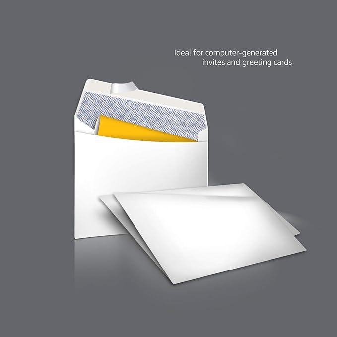 Amazon Basics Quality #6 3/4 Security-Tinted Envelopes with Peel and Seal, 300-Pack, White