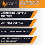 GTSE Extra Wide Masking Tape, Bulk Contractors Pack, 4 inch x 55 Yards (164 ft), Multi-Surface Adhesive Painting Tape, 12 Rolls, Full Carton