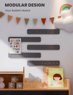 Fluxynara Cork Board Alternative Felt Strip Board 5-Pack 13"x2", Office Pin Board with 35 Push Pins, Adhesive Install for Bedroom Door & Home Office(Charcoal Gray)