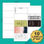 2”x4” Address Labels Shipping Mailing Labels for Printer Printable Sticker Labels White Matte 10-UP 500 Sheets for Office, Home