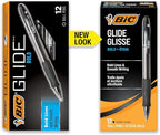 BIC Glide Bold Black Ballpoint Pens, Bold Point (1.6mm), 12-Count Pack, Retractable Ballpoint Pens With Comfortable Full Grip
