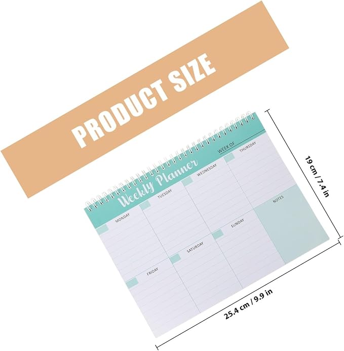 SEWACC Weekly Work Planner Notepad with Bookmark for Homeschool and Study Undated Daily Calendar and Efficient Plan Pad Portable Spiral-bound Appointment Organizer for Task and Goal