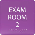 ADA CENTRAL SIGNS - 6" X6" Exam Room 2 Sign - ADA Compliant Tactile Graphics Grade 2 Braille Text Acrylic Wall Signs - Educational Institution Directional Assistance Test Center Door Sign for Schools