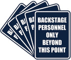 Portrait Round Backstage Personnel Only Beyond This Point Door or Wall Sign Easy Installation | Music | Concert | Festivals Sign (Navy Blue/White) - Medium (5 Pack)