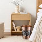 Monarch Abode Metal Bathroom Trash Can – Waste Basket for Bedroom, Office Desk, & Dorm, Handcrafted Geo Embossed, Durable Decorative Antique Copper Small Trash Can Bathroom Garbage Bin Wastebasket