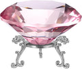 PATIKIL Diamond Crystal Paperweight, 80mm / 3.15" Crystal Paperweight Paper Weight with Silver 19 Metal Base for Home Office Desktop Table Decor Wedding Party Ornaments, Pink