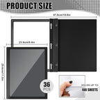 Teling 36 Pcs Report Covers with 3 Prong Fasteners Clear Front Presentation Folders Frame View Poly Report Folder Presentation Binder for Paper Document School Office(Black)