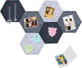 Vuzvuv 6 Pcs Hexagon Bulletin Board with 50 Pushpins & Sticky Note Adhesive Cork Board for Wall，Felt Pin Board for School，Office Decor（Gray）