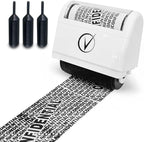 Vantamo Identity Theft Protection Roller Stamp for Hiding Sensitive Information, Wide Confidential Stamp with 3 Ink Refill, Security Stamp Roller for Identity Theft Prevention, Classy White