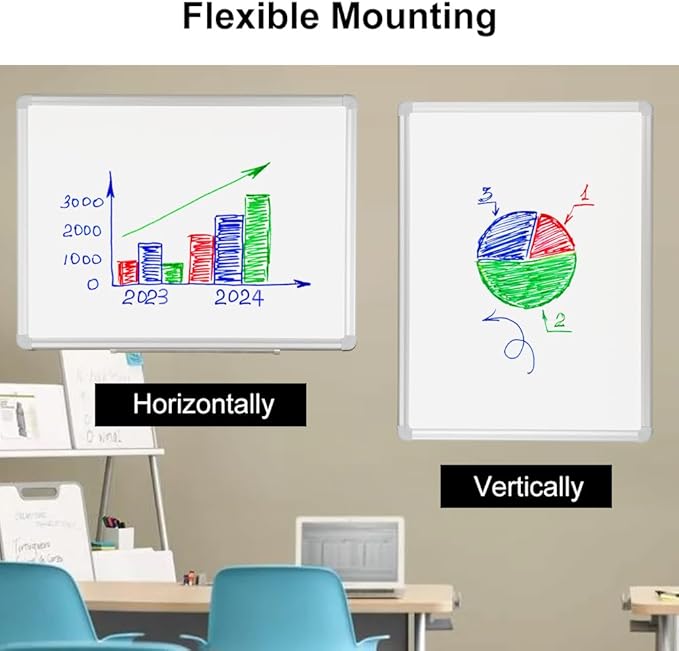 DEVELOP Large Magnetic Dry Erase Board 36 x 72 Inch, 3' x 6' Wall Mounted White Board with Aluminium Frame & Detachable Marker Tray, Magnetic Whiteboard for Home School Office