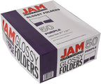 JAM PAPER Laminated Two Pocket Glossy School Folders - Letter Size - High Gloss Purple - Bulk 50/Box