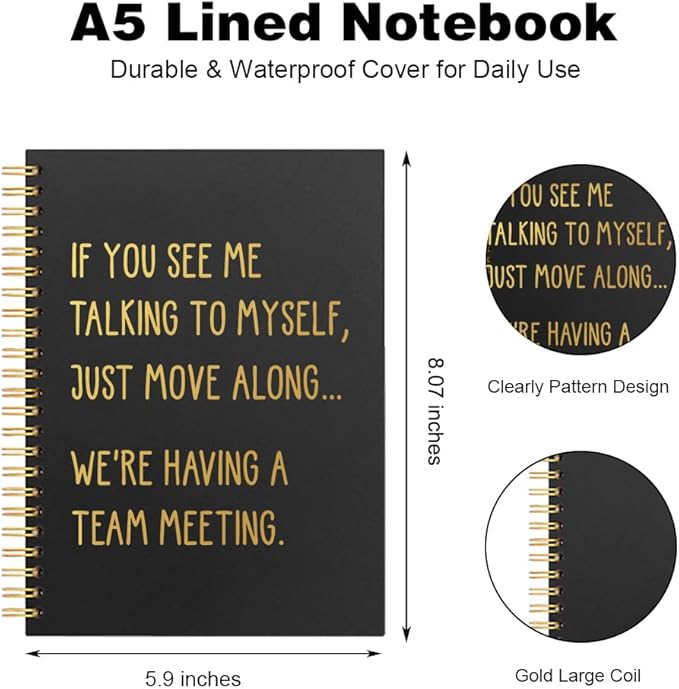 Vgrti If You See Me Talking to Myself Team Meeting Spiral Notebook, Funny Office Notebook for Coworker, Sarcastic Work Gag Gifts Promotion Appreciation Gifts for Women Men Colleague Boss Employee HR