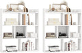 Giantex 7 Cube Bookshelf of 2, Free-Standing Wooden Bookcase, 4 Tier Home Display Shelf, Horizontal Storage Unit w/Anti-Toppling Devices, Open-Back Display Rack for Study, Living Room, White