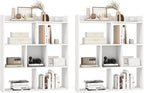 Giantex 7 Cube Bookshelf of 2, Free-Standing Wooden Bookcase, 4 Tier Home Display Shelf, Horizontal Storage Unit w/Anti-Toppling Devices, Open-Back Display Rack for Study, Living Room, White