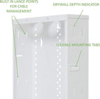 On-Q 20" Structured Media Enclosure with Hinged Cover Lock, Glossy White, Surface or Flush Mount