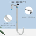 FYY Over The Door Hooks - 4 Pack Upgraded Long Door Hangers Hooks with Rubber Prevent Scratches Heavy Duty Organizer Hooks for Hanging Clothes, Towels, Hats, Coats, Bags Sliver