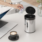 SolaceCove Mini Trash Can for Desk 0.4 Gallon,1.5L Stainless Steel mini Desk Trash can with Lid,Tiny Trash Can for Desk with 1 Roll Bags for Office, Home, Car,(Brushed Gray)