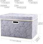 PRANDOM Large Storage Boxes with Lids [5-Pack] Fabric Decorative Storage Bins Cubes Organizer Containers Baskets with Handles for Closet Grey 17.5x11.8x11.8 In For 6+ Year Old Boys and Girls