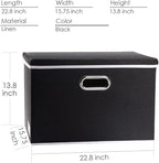PRANDOM Extra Large Collapsible Storage Bins with Lids [5-Pack] Linen Fabric Foldable Storage Baskets Boxes Organizer Containers Cube with Cover for Bedroom Closet Office Nursery (22.8x15.75x13.8)