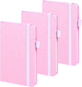 ONAVIA A6 Pocket Notebook Lined Journals, Small Journaling Notebooks, 160 Pages Hardcover Mini Notepad for Writing, Work, School and Note Taking with Pen Holder, 3.5" x 5.7", 3 Pack (Pink)