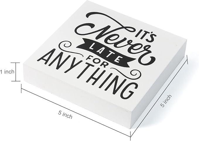 3 Pcs Inspirational Wood Box Sign Set, 5x5 Inches Motivational Quotes Wooden Blocks, Rustic Table Centerpiece Decorations