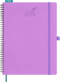 BEZEND 2026 Planner Weekly and Monthly (8.5" x 11" Spiral) Daily Calendar with Hourly Timeslots & Tab (Jan-Dec) Note & Expenses, Pen Holder, Inner Pocket, Vegan Leather Softcover - Lavender