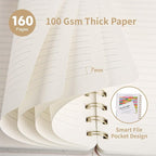 Spiral Notebook-5.75" x 8.125" College Ruled Journal with Inner Pockets and 160 Pages,PU Leather Cover Business Journal, Twin-Wire Binding Notebook Perfect for Office & Home School Supplies 3 pack Brown/Khaki/Violet