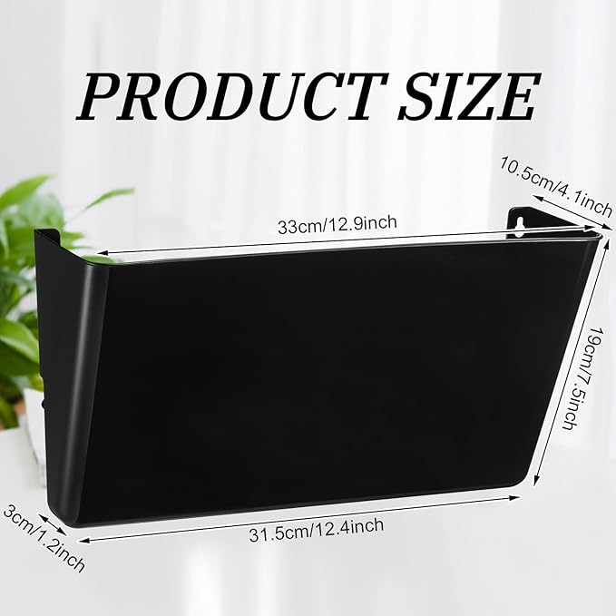 Colarr 8 Pcs Wall File Holder Organizer Plastic Wall Mount Mail Organizer with Screws Single Pocket Hanging Folder Paper Magazine Holder for Walls Office Home Classroom(Black)