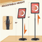 Newzueby Pedestal Floor Stand Sign Holder for 11*17 inches Poster or chalk board, Snap open frame,360° Rotation,Outdoor Indoor Standing Display Sign Holders for commerical, directional use, Black