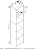 Furinno PASIR Book Shelf, 5-Tier Modern Bookshelf, Open Shelves Bookcase 9 x 12 x 52, for Living Room, Bedroom, Home Office, Blackwood