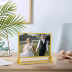PPH-Sisy Clear Acrylic Sign Holder 7x 5 Horizontal Double Sided Gold Frame Flyer Holder for Wedding Table Number Menu Holder (6pcs)